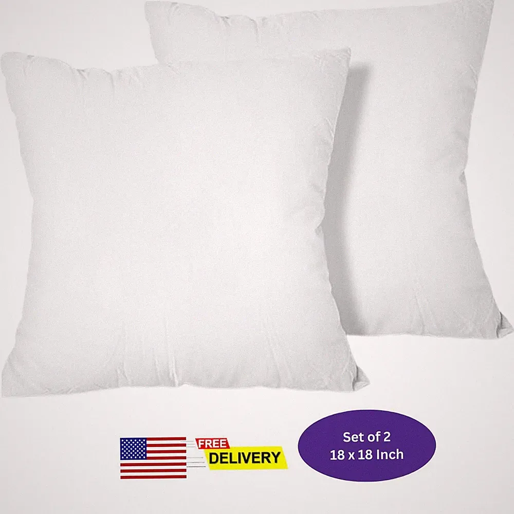 Pack of 2 Throw Pillows Insert Ultra Soft Bed & Couch Sofa Decorative Pillows