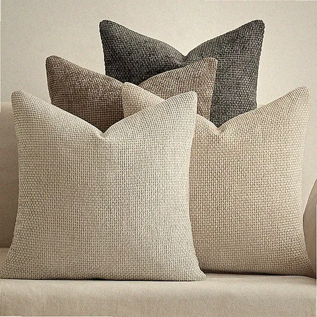 Pack of 4 Couch Throw Pillow Covers 18x18 Inch Neutral Soft Decorative Chenil...