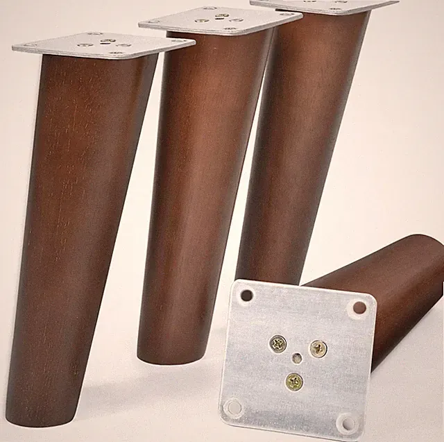Pack of 4 Slanted Walnut Wood Legs - Upgrade Your Furniture Style Effortlessly
