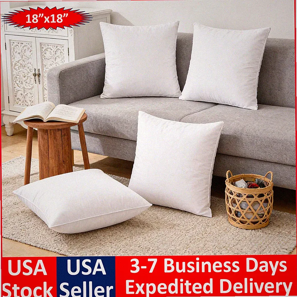 Pack of 4 Throw Pillows Insert Ultra Soft Bed & Couch Sofa Decor Bedding 18"x18"
