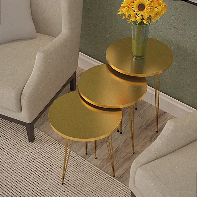 PAK HOME - Set of 3 Round Wood Nesting End Coffee Tables for Small Spaces