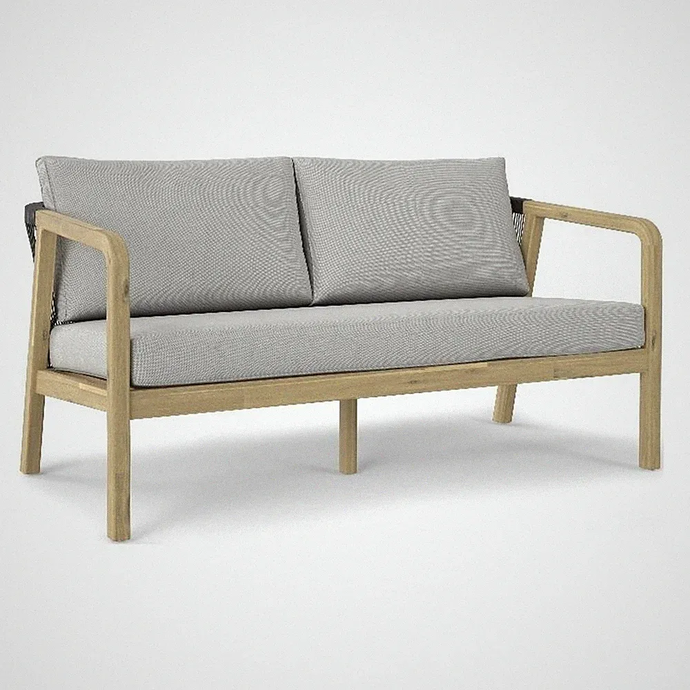 Palmetto 58 inch Wide Contemporary Outdoor Sofa in Stone Gray Polyester Fabric