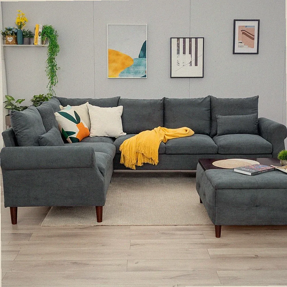 Panana 6 Seat L Shaped Sectional Sofa with Universal Corner, Choice of Colour
