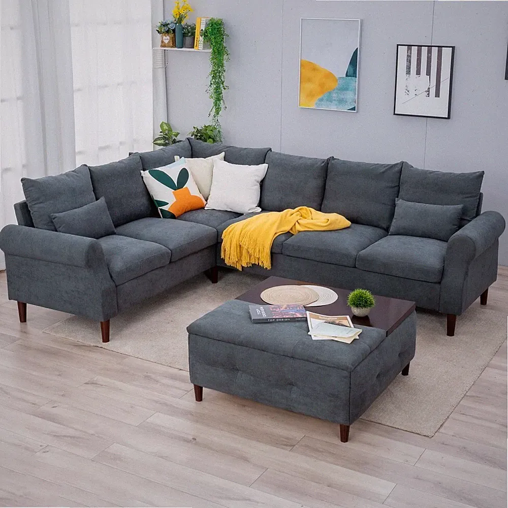 Panana 6 Seat L Shaped Sectional Sofa with Universal Corner, Choice of Colour