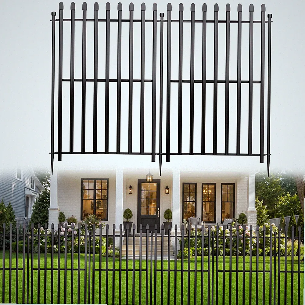 Panels 48x17.6ft No Dig Rustproof Metal Garden Fence, Outdoor Dog Barrier
