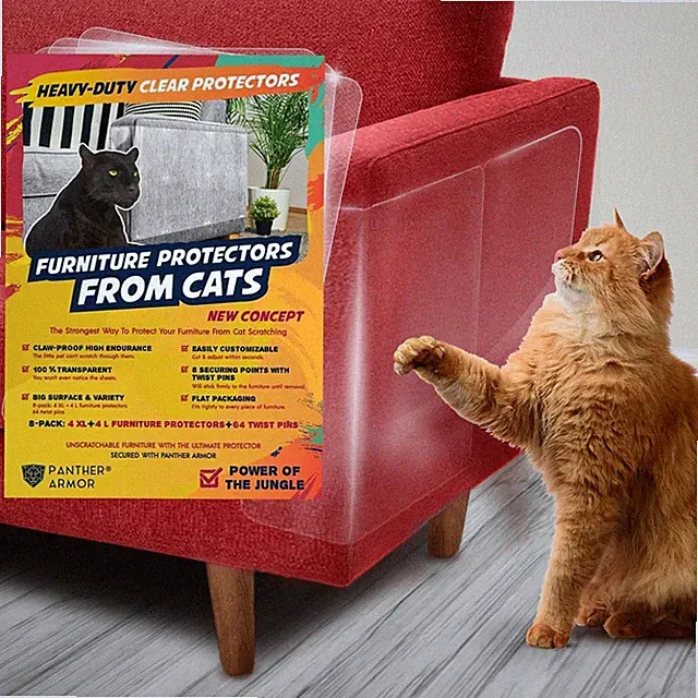Panther Armor Furniture Protector, 8-Pack, Heavy Duty Anti-Scratch Cat Couch Pr