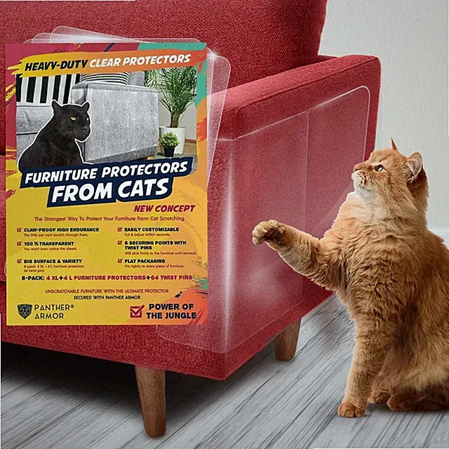 Panther Armor Furniture Protector, 8Pack, Heavy Duty AntiScratch Cat Couch Pr...