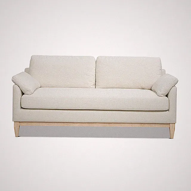 Pasadena 75.5" Modern Farmhouse Living Room Sofa Flax White Linen