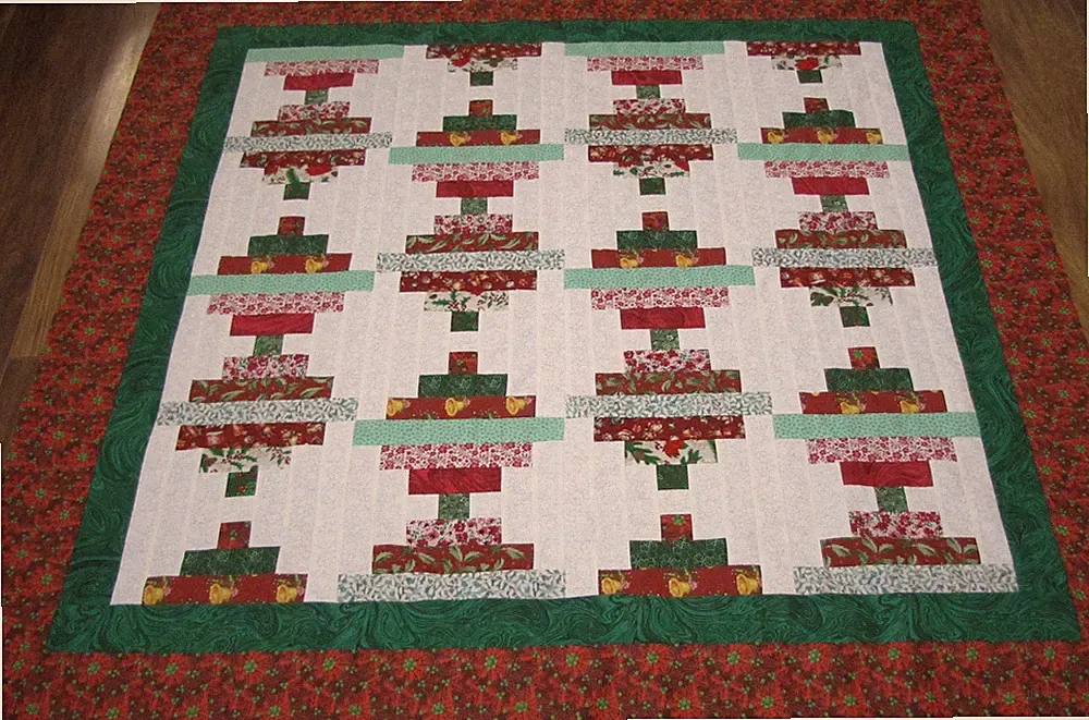 Patchwork Quilt Top "Christmas #11" PIECED~Bed ,Lap,Wall,Sofa 56"Sq USA Homemade