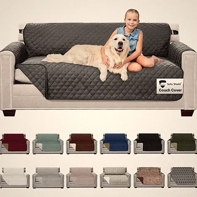 Patented Reversible Couch Slip Cover 70" Stain Resistant - Charcoal Elegance