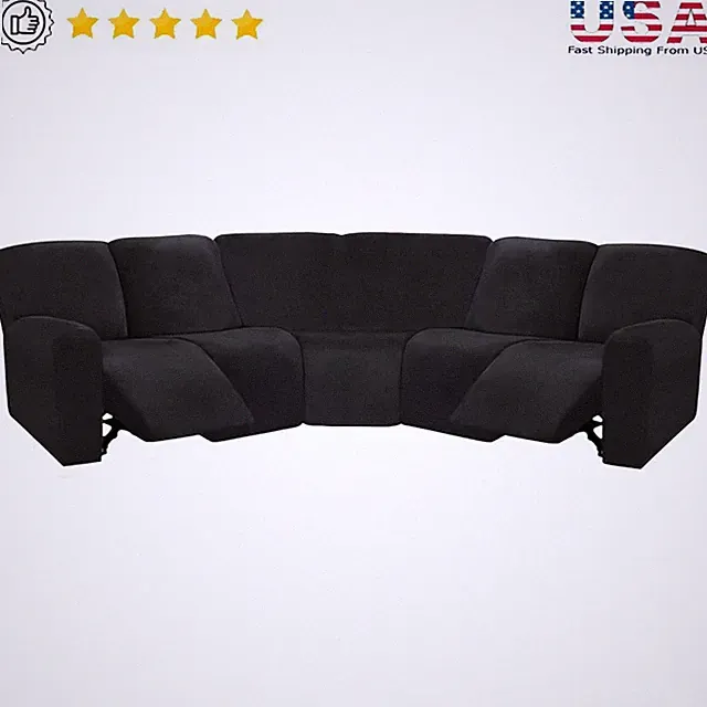 Patented Velvet L Shape Recliner Sofa Cover 7 Piece Slip Resistant Protector New