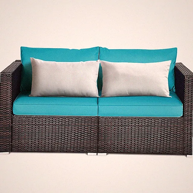Patio 2PCS Rattan Corner Sofa Sectional Furniture Conversation Set W/ Cushion