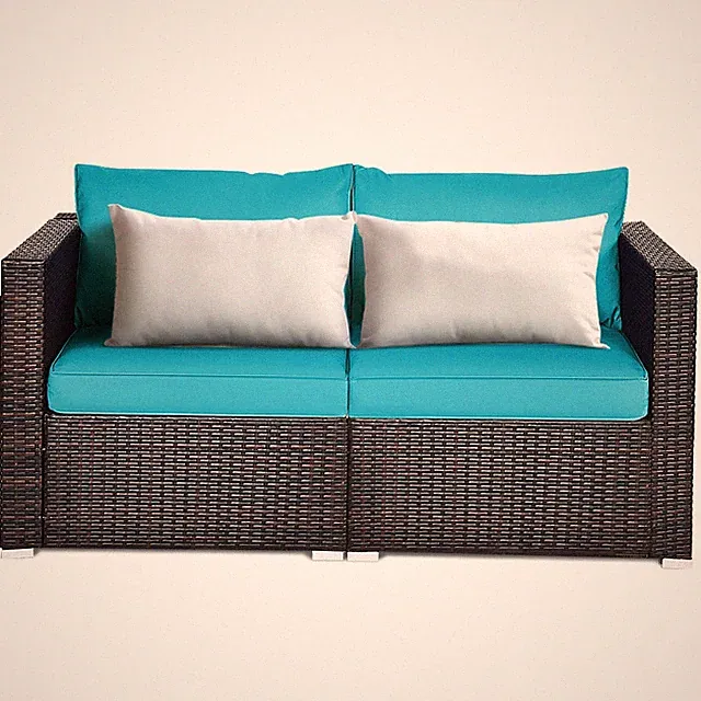 Patio 2PCS Rattan Corner Sofa Sectional Furniture Conversation Set W/ Cushion