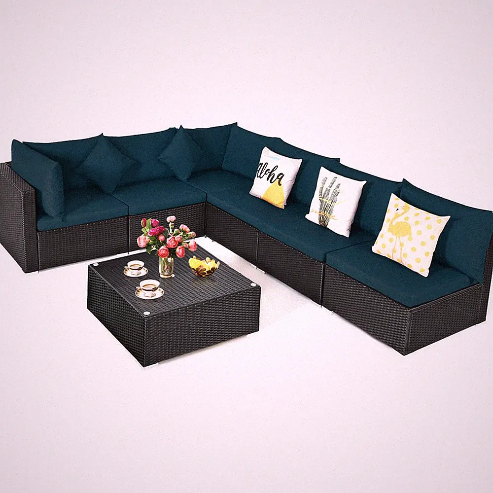 Patio 7PCS Rattan Sofa Set Sectional Conversation Furniture Set Garden Outdoor