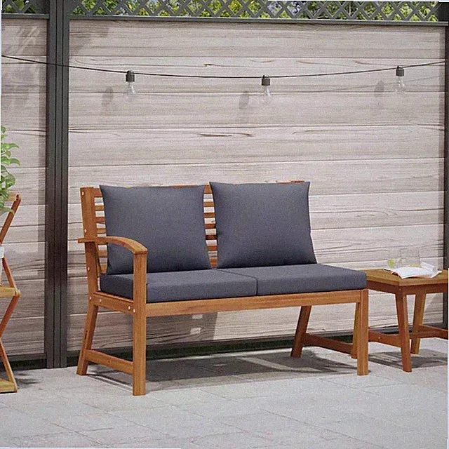 Patio Bench Outdoor Sectional Sofa with Cushions Solid Acacia Wood vidaXL