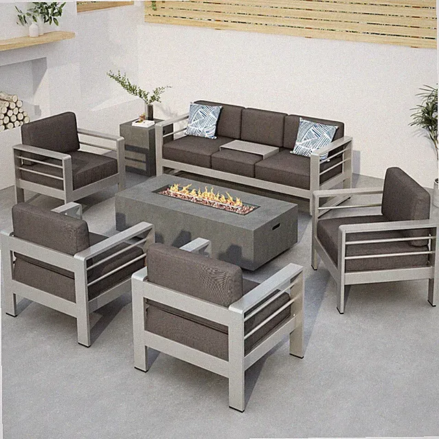 Patio Coral Bay Outdoor 4-Piece Chat Set ?C4 Club Chairs, Loveseat & Fire Pit