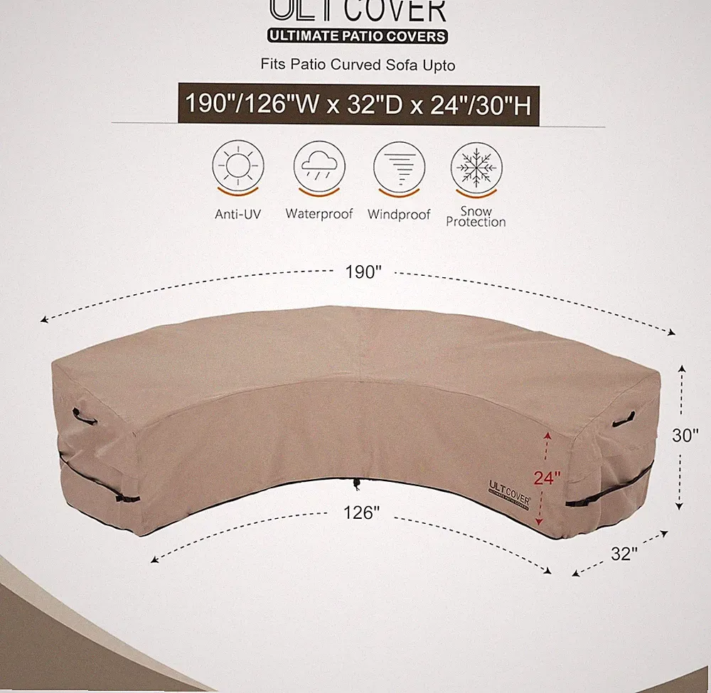 Patio Curved Sofa Cover Waterproof for 5-7 Seater Outdoor Sectional Furniture...