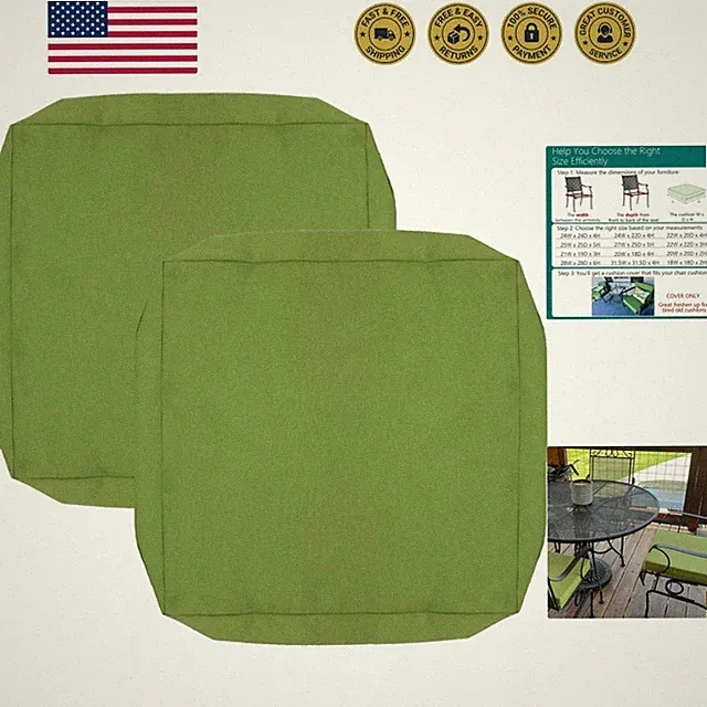 Patio Cushion Covers 22x22x3 Waterproof Outdoor Cushion Cover Replacement 2Pa...