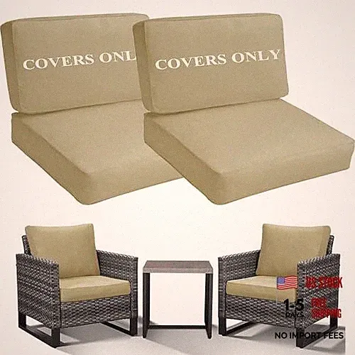 Patio Cushion Covers Replacement, Deep Seat Patio Cushions Cover Set of 4
