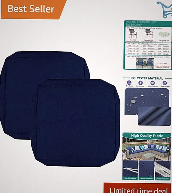 Patio Cushion Covers Waterproof 18x18 Seat Slipcover 2Pack Outdoor Sofa Chair