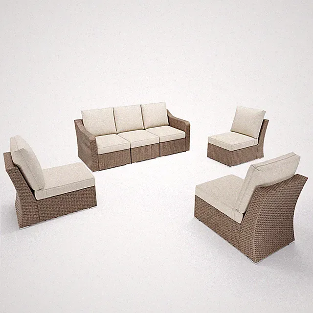 Patio Furniture 6 PCS Rattan Sofa Set Modular Sectional Wicker Couch w/ Cushions