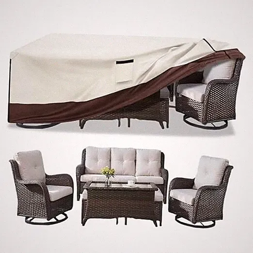 Patio Furniture Cover for 5 Pieces Set-Waterproof 90" L x 68" W x 28" H Beige
