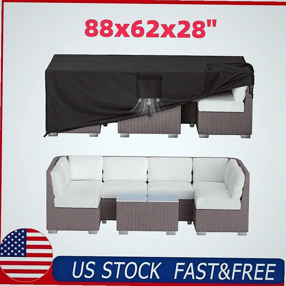 Patio Furniture Cover Outdoor Sectional Sofa Set Cover Heavy Duty 88x62x28"