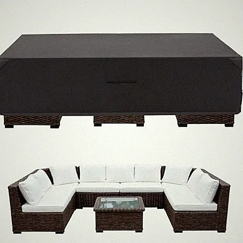 Patio Furniture Cover, Rectangular Heavy Duty 125.9"L x 62.9"W x 27.9"H Black