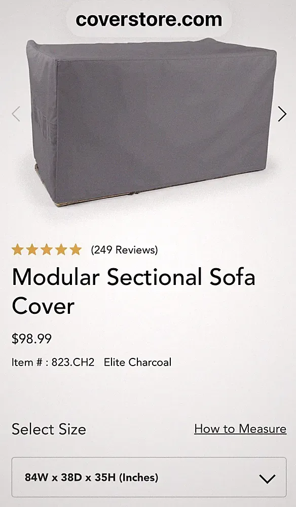 Patio Furniture Cover Waterproof Outdoor Sectional Sofa Cover 84W 38D x 35H Gray