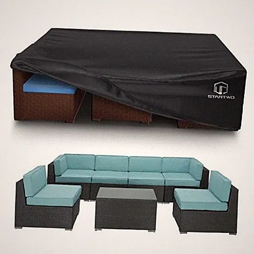 Patio Furniture Covers Waterproof, Anti-UV Tear 108"L x 82"W x 28"H Black