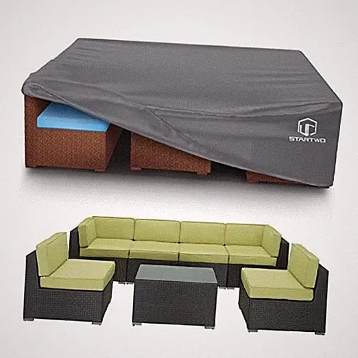 Patio Furniture Covers Waterproof, Anti-UV Tear 110"L x 84"W x 28"H Grey