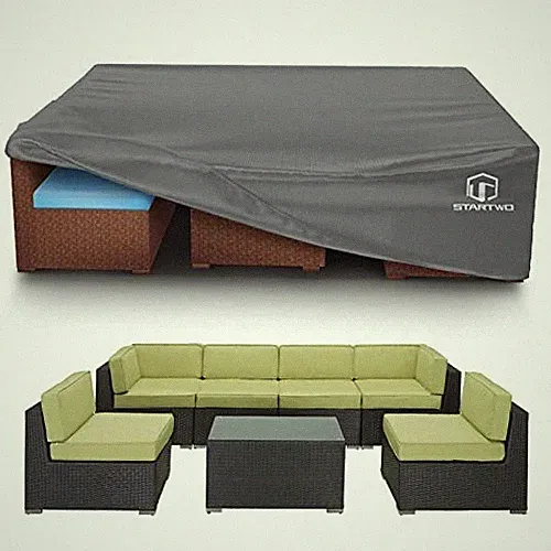 Patio Furniture Covers Waterproof, Anti-UV Tear 110"L x 84"W x 28"H Grey