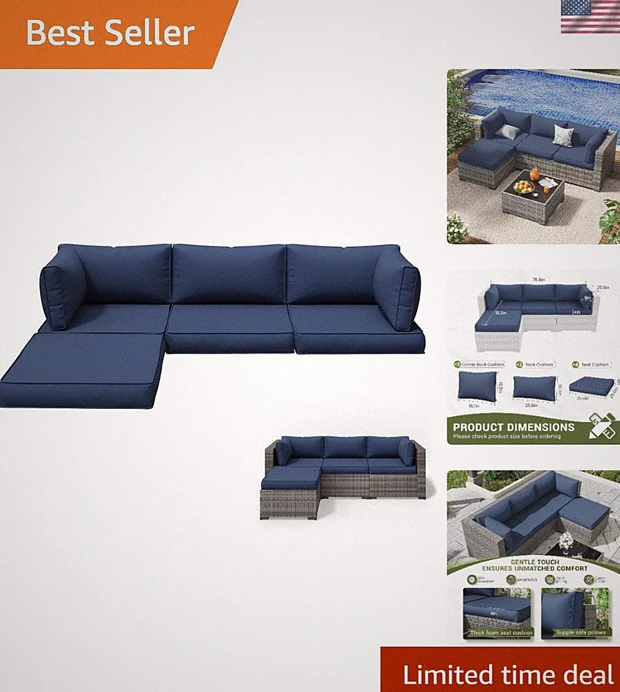 Patio Furniture Cushions, 9 Pieces L-Shaped Sectinonal Sofa Couch, Waterproof...