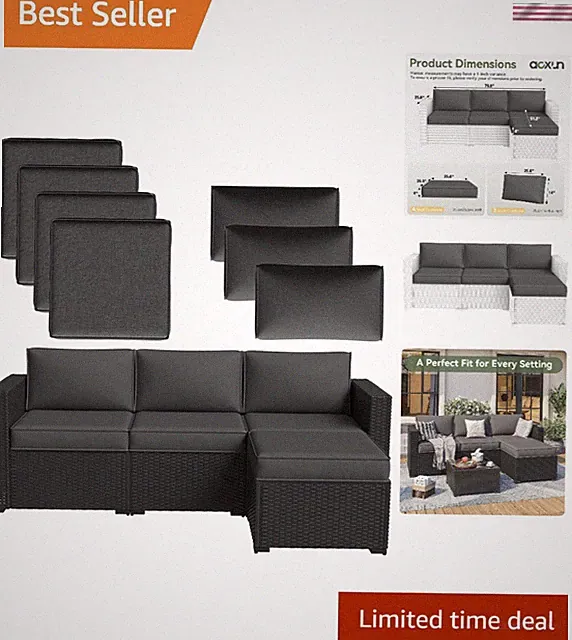 Patio Furniture Cushions for Outdoor Furniture Set of 4, Thick Replacement Pa...