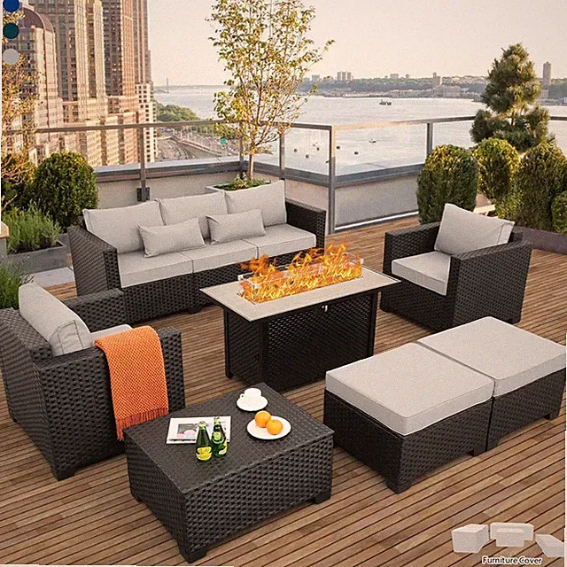 Patio Furniture Set 45 in Outdoor Fire Pits 7 Pieces Outdoor Patio Furniture 600
