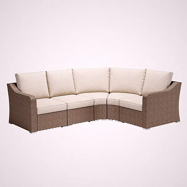 Patio Furniture Set 5 PCS L-Shaped Modular Sectional Wicker Couch w/ Cushions