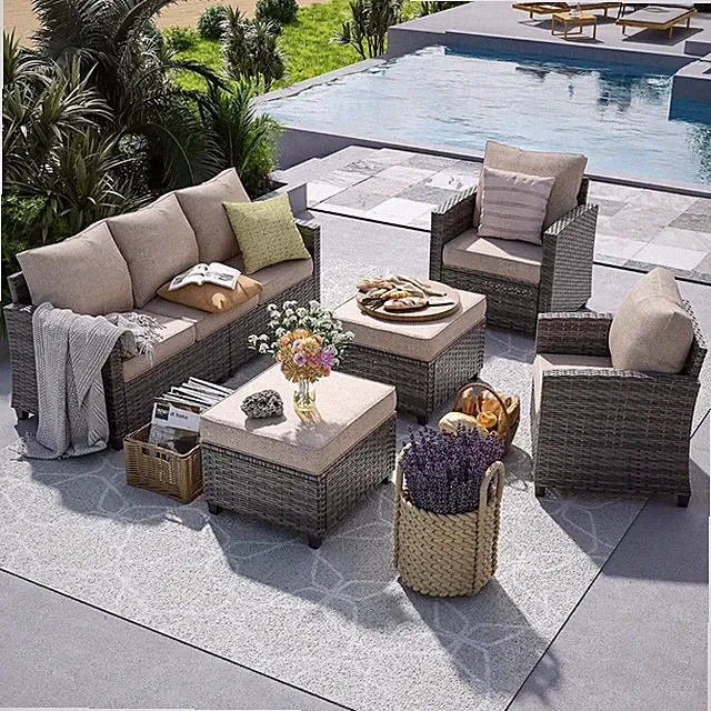 Patio Furniture Set, 5 Pcs Outdoor Conversation Set High Back