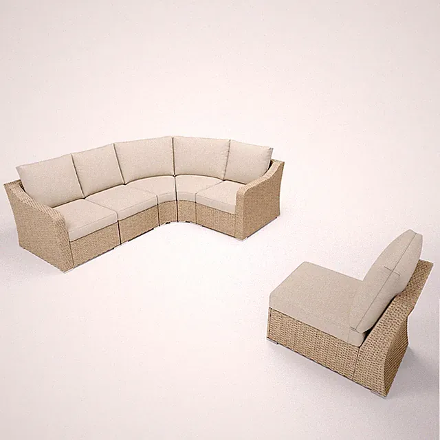Patio Furniture Set 6 PCS L-Shaped Modular Sectional Wicker Couch w/ Cushions