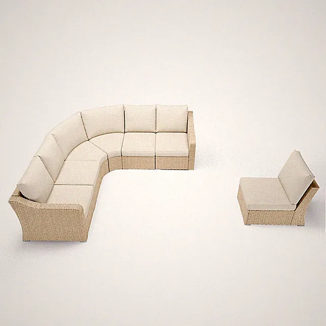 Patio Furniture Set 7 PCS L-Shaped Modular Sectional Wicker Couch w/ Cushions