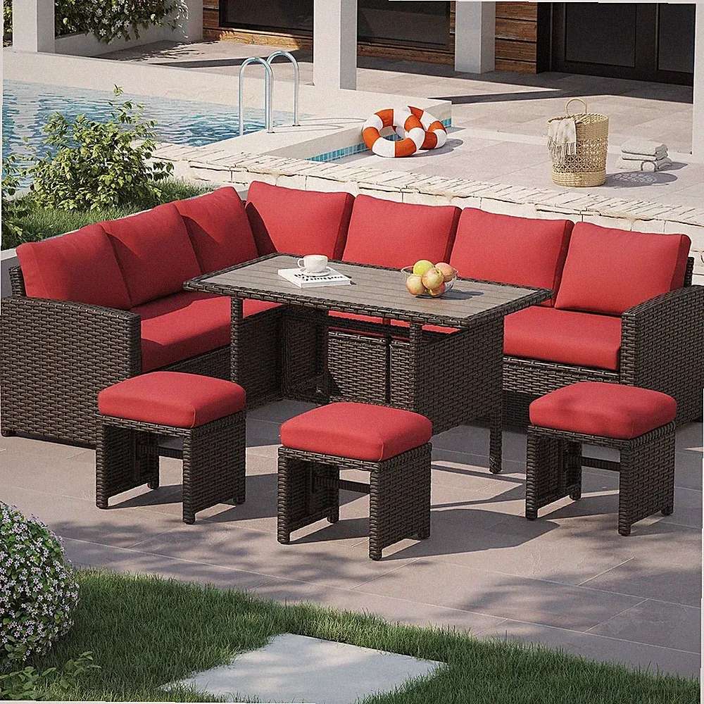 Patio Furniture Set, 7 Pieces Outdoor Sectional Sofa Conversation Set | All