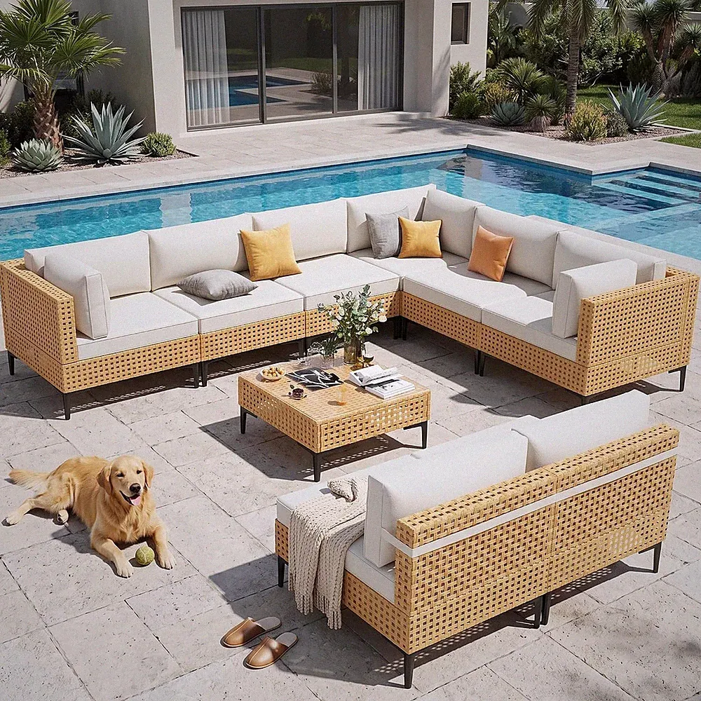 Patio Furniture Set 9 Piece Large Modular Outdoor Sectional Free Combination Out