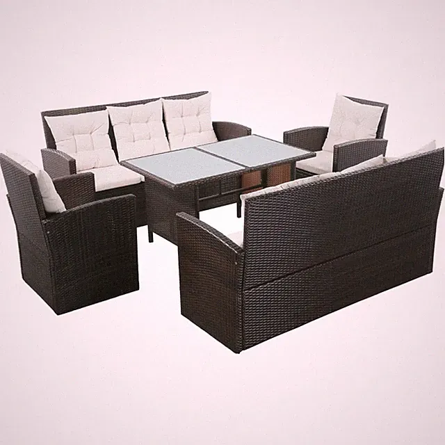 Patio Furniture Set Conversation Set Sectional Sofa with Table Rattan vidaXL