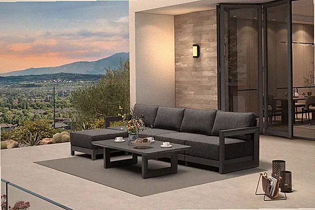Patio Furniture Set L-Shaped Outdoor Couch with 9.6" Thick Cushion and Soft Pill