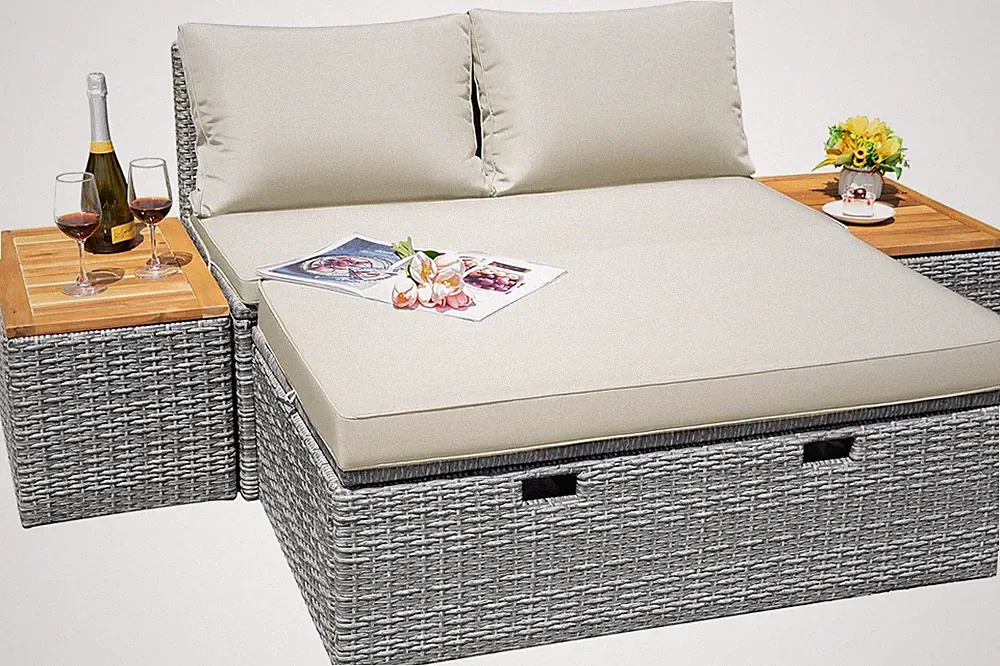 Patio Furniture Set Multifunctional Outdoor Sectional Sofa Rattan Chaise Lounge