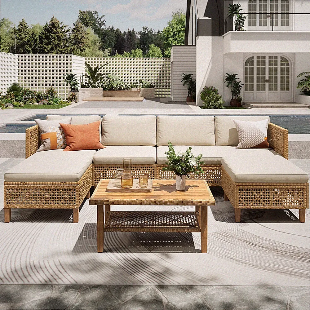 Patio Furniture Set Outdoor Conversation Set Wicker Rattan Sectional Sofa Table
