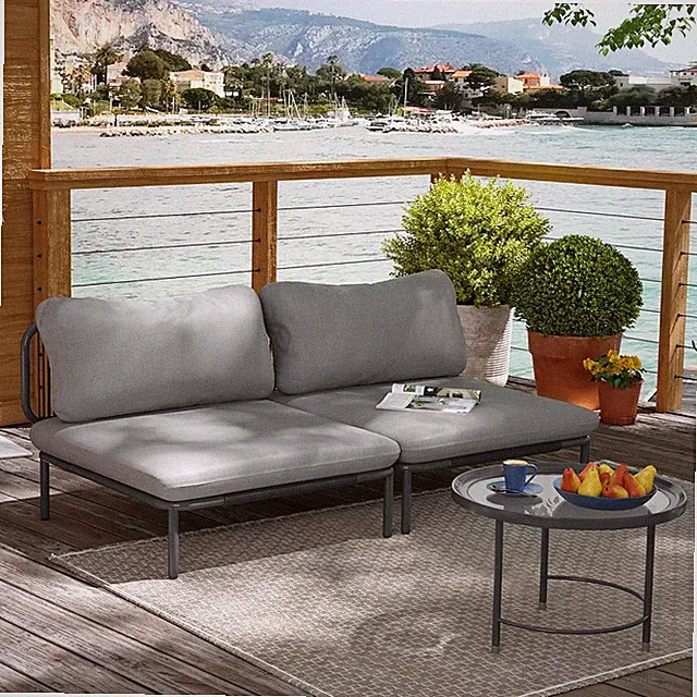 Patio Furniture Set, Outdoor Patio Furniture Oversized Metal Single Sofa, 2-Seat