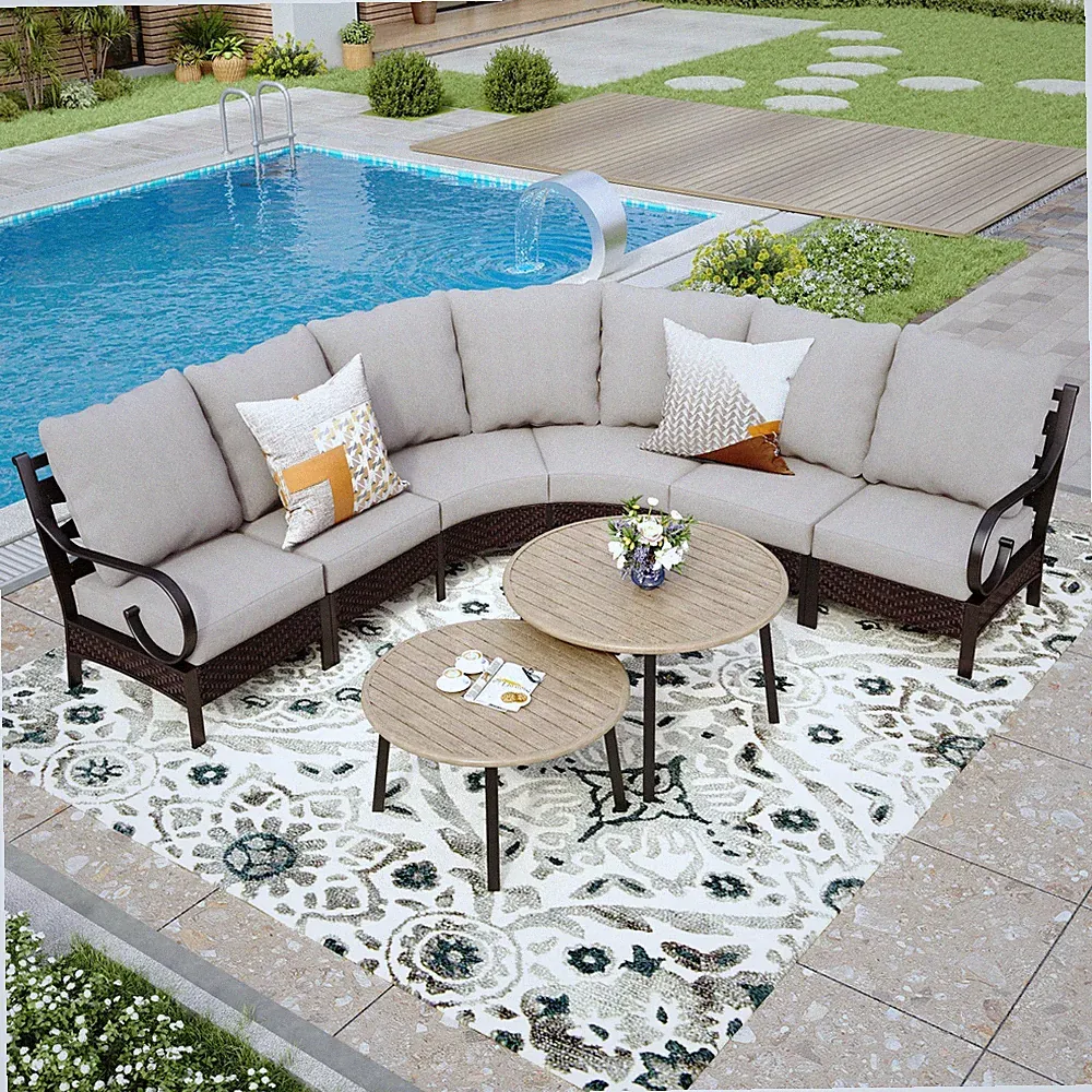 Patio Furniture Set Outdoor Sectional Sofa Conversation Set with Coffee Table