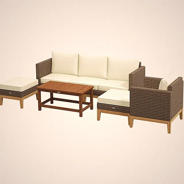 Patio Furniture Set w/ Cushions, 5 PCs PE Rattan Conversation Set
