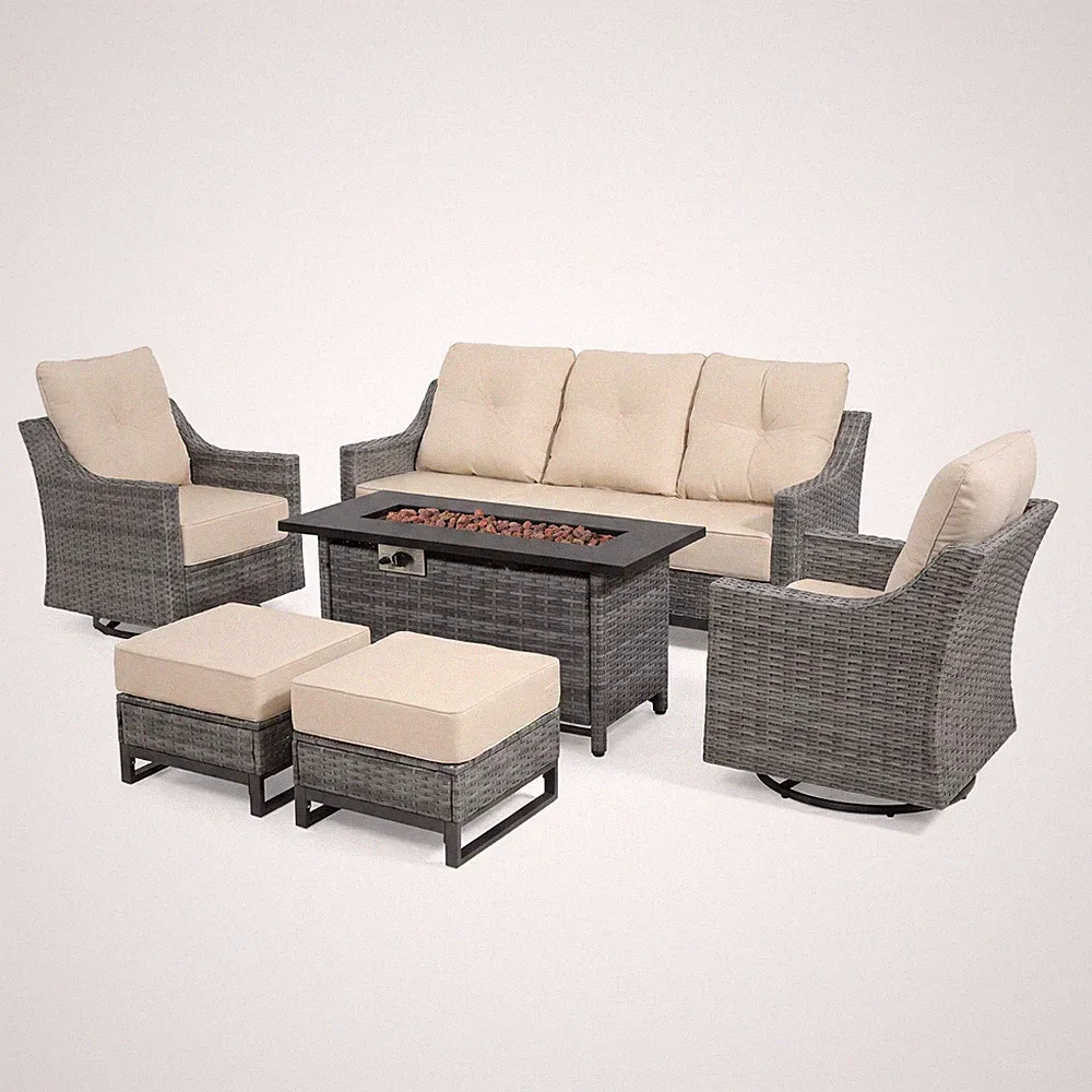 patio furniture set w/ fire table Sofa Chairs ottoman & Side Table CSA cushions