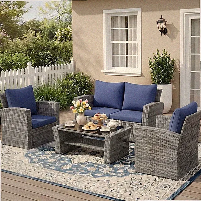 Patio Furniture Set, Wicker Outside Outdoor Furniture for All Weather, Patio...